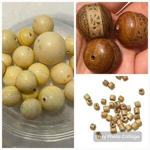 Lot of Ornate Wooden Beads for Arts and Crafts